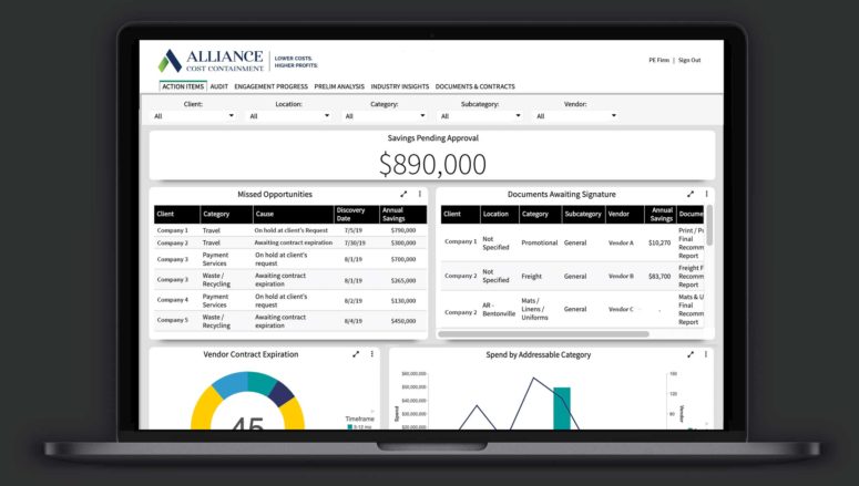 Alliance Cost Containment Savings Portal Screenshot Overview